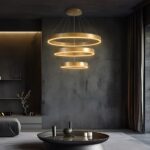 kelvo® VENOM 61190 Μοντέρνο Κρεμαστό Φωτιστικό Οροφής LED 120W 14158lm 120° AC 220-240V IP20 Ρυθμιζόμενο Λευκό CCT με Χειριστήριο από 2700K έως 6000K Dimmable - Lumileds SMD Chip - Χρυσό Βούρτσας - Μ80 x Π80 x Υ60cm - 3 Χρόνια Εγγύηση