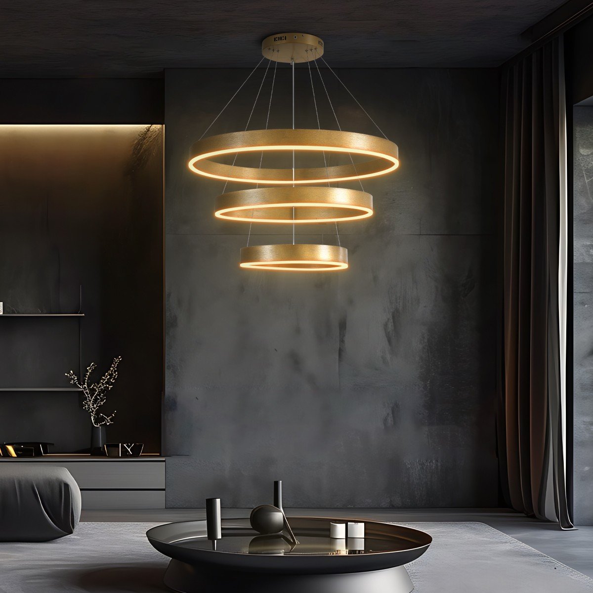 80a170_61190_1 kelvo® VENOM 61190 Μοντέρνο Κρεμαστό Φωτιστικό Οροφής LED 120W 14158lm 120° AC 220-240V IP20 Ρυθμιζόμενο Λευκό CCT με Χειριστήριο από 2700K έως 6000K Dimmable - Lumileds SMD Chip - Χρυσό Βούρτσας - Μ80 x Π80 x Υ60cm - 3 Χρόνια Εγγύηση - Image 1