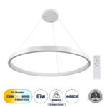 GLOBOSTAR® NEMESIS 61162 Μοντέρνο Κρεμαστό Φωτιστικό Οροφής LED 67W 7689lm 360° AC 220-240V IP20 Ρυθμιζόμενο Λευκό CCT με Χειριστήριο από 2700K έως 6000K Dimmable - Lumileds SMD Chip - Λευκό Ματ - Μ80 x Π80 x Υ4cm - 3 Χρόνια Εγγύηση - Image 2