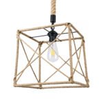 GLOBOSTAR® POLISHED 01616 Vintage Κρεμαστό Φωτιστικό Οροφής με Ντουί 1 x E27 AC 220-240V IP20 - Μαύρο & Μπεζ - Μ30 x Π30 x Υ30cm