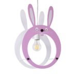 GLOBOSTAR® BUNNY 61577 Παιδικό Κρεμαστό Φωτιστικό Οροφής με Ντουί 1 x E27 AC 220-240V IP20 - Ροζ & Λευκό - Μ27.2 x Π15.5 x Υ40cm - Image 2