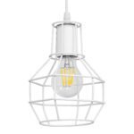 GLOBOSTAR® CAGE 00867 Vintage Κρεμαστό Φωτιστικό Οροφής με Ντουί 1 x E27 AC 220-240V IP20 - Λευκό - Μ15 x Π15 x Υ22cm - Image 2