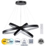 GLOBOSTAR® NEMESIS TRIO 61170-DECO Μοντέρνο Κρεμαστό Φωτιστικό Οροφής LED 120W 14723lm 360° AC 220-240V IP20 Ρυθμιζόμενο Λευκό CCT με Χειριστήριο από 2700K έως 6000K Dimmable - Lumileds SMD Chip - Μαύρο Ματ - Μ80 x Π80 x Υ80cm - 3 Χρόνια Εγγύηση - Image 2