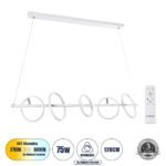 GLOBOSTAR® CIRCOLARE 61320 Μοντέρνο Κρεμαστό Φωτιστικό Οροφής LED 75W 8400lm 360° AC 220-240V IP20 Ρυθμιζόμενο Λευκό CCT με Χειριστήριο από 2700K έως 6000K Dimmable - Lumileds SMD Chip - Λευκό Ματ - Μ120 x Π25 x Υ25cm - 3 Χρόνια Εγγύηση - Image 2