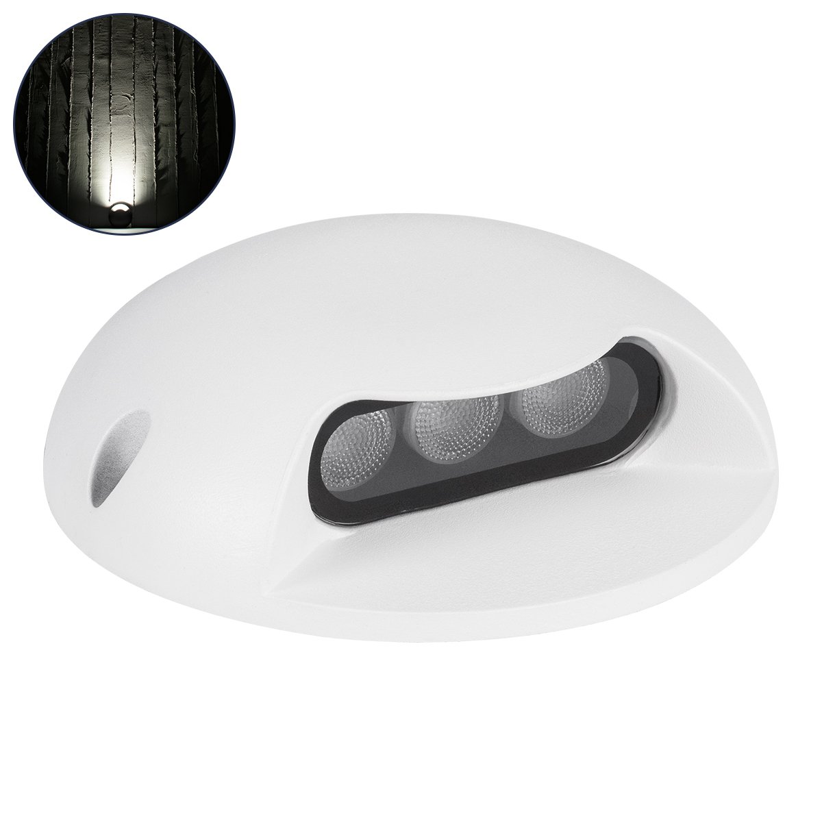 90620_0 GLOBOSTAR® STEPLUNA 90620 Φωτιστικό Σκαλοπατιού / Διαδρόμου LED 3W 345lm 10° DC 24V Αδιάβροχο IP65 Φυσικό Λευκό 4500K Dimmable - Bridgelux SMD Chip - Λευκό Ματ - Μ12 x Π12 x Υ3cm - 3 Χρόνια Εγγύηση - Image 1