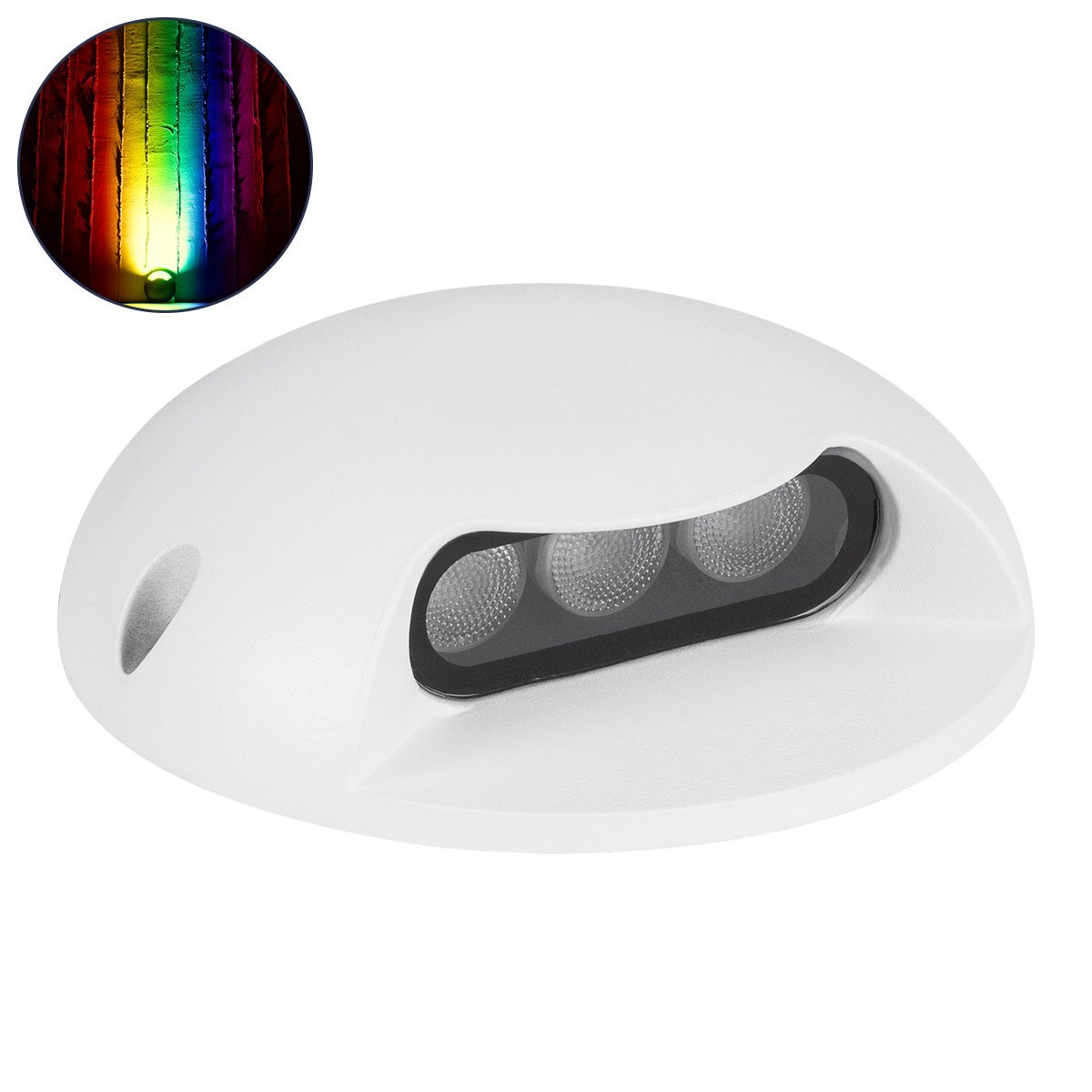 90621_0 GLOBOSTAR® STEPLUNA 90621 Φωτιστικό Σκαλοπατιού / Διαδρόμου LED 6W 510lm 10° DC 24V Αδιάβροχο IP65 Πολύχρωμο RGB Dimmable DMX512 - Bridgelux SMD Chip - Λευκό Ματ - Μ12 x Π12 x Υ3cm - 3 Χρόνια Εγγύηση - Image 1