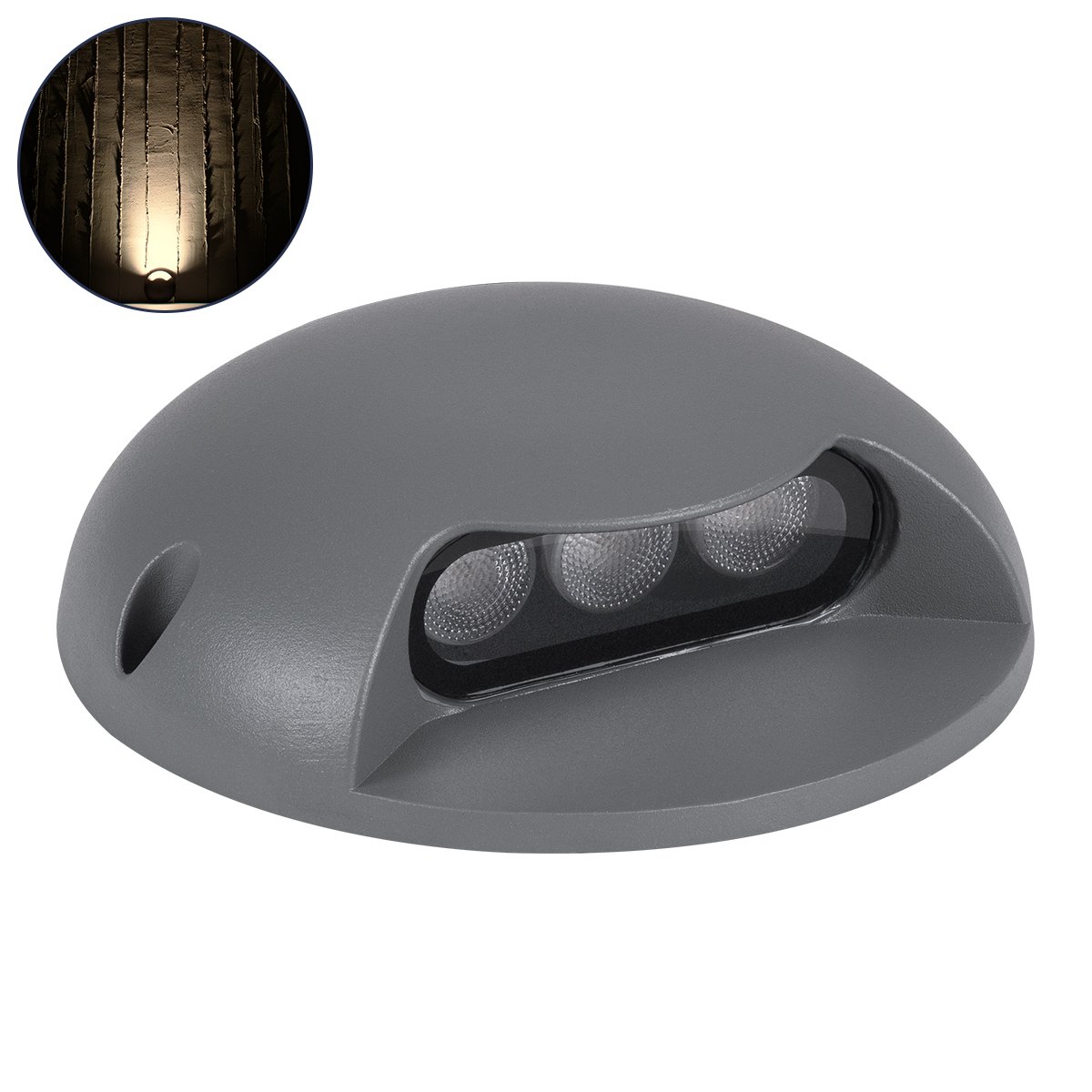 90622_0 GLOBOSTAR® STEPLUNA 90622 Φωτιστικό Σκαλοπατιού / Διαδρόμου LED 3W 330lm 10° DC 24V Αδιάβροχο IP65 Θερμό Λευκό 2700K Dimmable - Bridgelux SMD Chip - Γκρι Ανθρακί - Μ12 x Π12 x Υ3cm - 3 Χρόνια Εγγύηση - Image 1