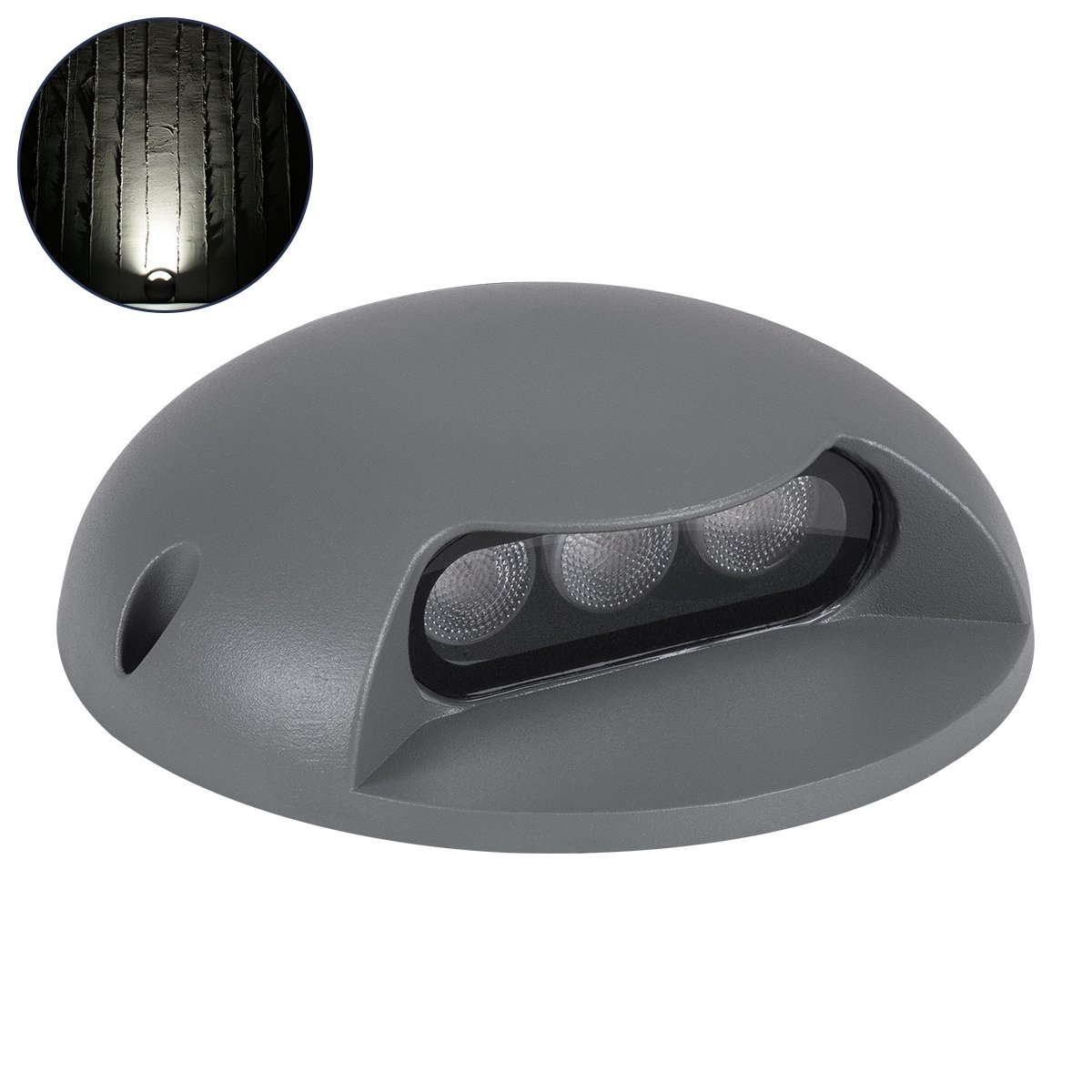 90623_0 GLOBOSTAR® STEPLUNA 90623 Φωτιστικό Σκαλοπατιού / Διαδρόμου LED 3W 345lm 10° DC 24V Αδιάβροχο IP65 Φυσικό Λευκό 4500K Dimmable - Bridgelux SMD Chip - Γκρι Ανθρακί - Μ12 x Π12 x Υ3cm - 3 Χρόνια Εγγύηση - Image 1