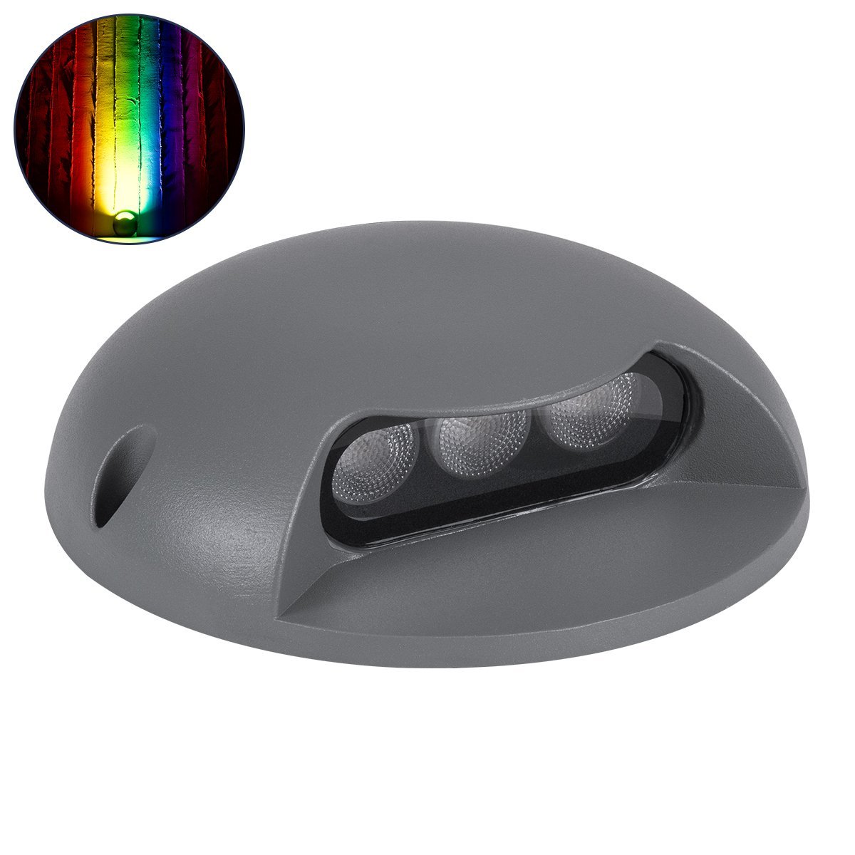 90624_0 GLOBOSTAR® STEPLUNA 90624 Φωτιστικό Σκαλοπατιού / Διαδρόμου LED 6W 510lm 10° DC 24V Αδιάβροχο IP65 Πολύχρωμο RGB Dimmable DMX512 - Bridgelux SMD Chip - Γκρι Ανθρακί - Μ12 x Π12 x Υ3cm - 3 Χρόνια Εγγύηση - Image 1