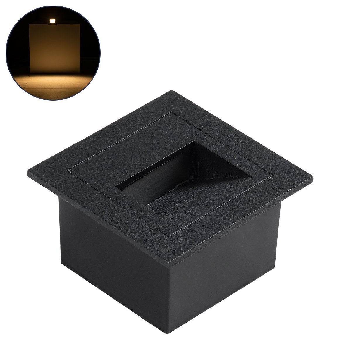 90625_0-1 GLOBOSTAR® STEP-MINA 90625 Χωνευτό Αρχιτεκτονικό Φωτιστικό Διαδρόμου/Σκαλοπατιού LED 3W 330lm 30° DC 24V Αδιάβροχο IP65 Θερμό Λευκό 2700K Dimmable - Μαύρο - Μ8.3 x Π8.3 x Υ5cm / Q6.6cm - 3 Χρόνια Εγγύηση - Image 1