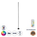 GLOBOSTAR® DIGICOLUMN 90764 Μοντέρνο Επιδαπέδιο Γραμμικό Ψηφιακό Φωτιστικό Digital Pixel Symphony Bar με RF Ασύρματο Χειριστήριο LED 16W 1280lm 180° DC 5V με USB 2.0 IP20 Πολύχρωμο RGB Dimmable - Μαύρο - Φ3 x Υ165cm - 2 Χρόνια Εγγύηση