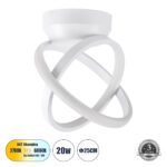 GLOBOSTAR® AMELIA 61053 Μοντέρνο Φωτιστικό Οροφής LED 20W 2400lm 300° AC 220-240V IP20 Ρυθμιζόμενο Λευκό CCT με On/Off 2700K/4500K/6000K - Lumileds SMD Chip - Λευκό Ματ - Μ24.5 x Π16 x Υ25cm - 3 Χρόνια Εγγύηση - Image 2