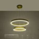 kelvo® VENOM 61187-DECO Μοντέρνο Κρεμαστό Φωτιστικό Οροφής LED 75W 8818lm 120° AC 220-240V IP20 Ρυθμιζόμενο Λευκό CCT με Χειριστήριο από 2700K έως 6000K Dimmable - Lumileds SMD Chip - Χρυσό Βούρτσας - Μ60 x Π60 x Υ40cm - 3 Χρόνια Εγγύηση - Image 15