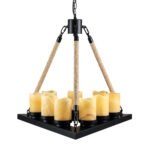 GLOBOSTAR® DOME 10001021 Vintage Κρεμαστό Φωτιστικό Οροφής με Ντουί 9 x E27 AC 220-240V IP20 - Μπεζ & Μαύρο - Μ68 x Π60 x Υ50cm - Image 2