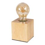 GLOBOSTAR® WOODBOX 99405 Μοντέρνο Επιτραπέζιο Φωτιστικό Πορτατίφ με Ντουί 1 x E27 AC 220-240V IP20 - Μπεζ - Μ7.6 x Π7.6 x Υ8.2cm - Image 2