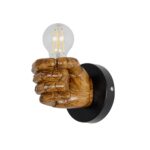 GLOBOSTAR® FIST 01138 Μοντέρνο Φωτιστικό Τοίχου - Απλίκα με Ντουί 1 x E27 AC 220-240V IP20 - Καφέ - Μ15 x Π12 x Υ12cm - Image 2