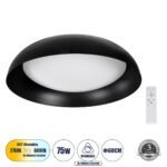 GLOBOSTAR® ANATOLIA 61264 Μοντέρνο Φωτιστικό Οροφής LED 75W 8625lm 120° AC 220-240V IP20 Ρυθμιζόμενο Λευκό CCT με Χειριστήριο από 2700K έως 6000K Dimmable - Lumileds SMD Chip - Μαύρο Ματ - Μ60 x Π60 x Υ13cm - 3 Χρόνια Εγγύηση - Image 2