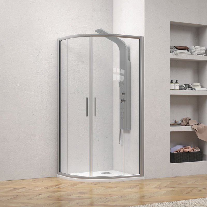 EFEA20080_2 Καμπίνα ημικυκλική με διάφανο κρύσταλλο EFE 200 Silver KARAG 80x80x190cm - Image 1