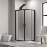 Καμπίνα ημικυκλική με σατινέ κρύσταλλο FLORA 200 Black KARAG 80x80x190cm