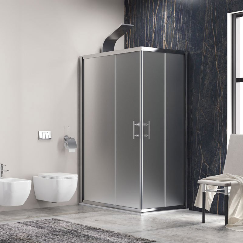 FLSA1007070180 Καμπίνα τετράγωνη με σατινέ κρύσταλλο FLORA 100 KARAG 70x70x180cm - Image 1