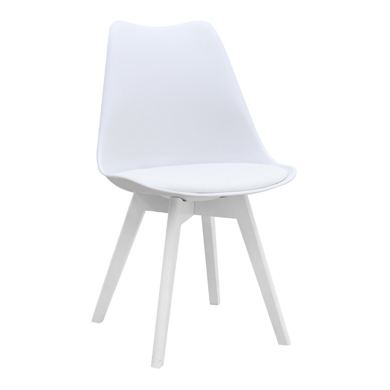 GP001-00432-0 Καρέκλα τραπεζαρίας Viva Megapap PP - PU λευκό - ξύλινο λευκό πόδι 48,5x54x80εκ. - Image 1