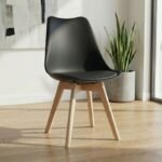 Καρέκλα τραπεζαρίας Viva Megapap PP - PU μαύρο - ξύλινο φυσικό πόδι 48,5x54x80εκ. - Image 2