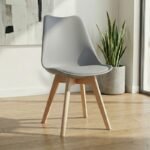 Καρέκλα τραπεζαρίας Viva Megapap PP - PU γκρι - ξύλινο φυσικό πόδι 48,5x54x80εκ. - Image 2