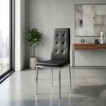 Καρέκλα τραπεζαρίας Rosa Megapap μαύρο PU - μεταλλικό πόδι χρωμίου 41x48x98εκ. - Image 2