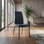 Καρέκλα τραπεζαρίας Fina Megapap ανθρακί ύφασμα - μεταλλικό μαύρο πόδι 43x58x95εκ. - Image 2