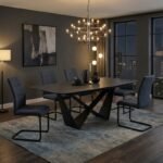 Καρέκλα τραπεζαρίας Laura Megapap ανθρακί ύφασμα - μεταλλική μαύρη βάση 42x58x98εκ. - Image 3