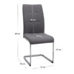 Καρέκλα τραπεζαρίας Laura Megapap γκρι ύφασμα - μεταλλική βάση χρωμίου 42x58x98εκ. - Image 11