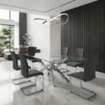 Καρέκλα τραπεζαρίας Laura Megapap γκρι ύφασμα - μεταλλική βάση χρωμίου 42x58x98εκ. - Image 3