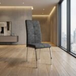 Καρέκλα τραπεζαρίας Alma Megapap γκρι PU - μεταλλικό πόδι χρωμίου 42x53x97εκ. - Image 2