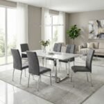 Καρέκλα τραπεζαρίας Alma Megapap γκρι PU - μεταλλικό πόδι χρωμίου 42x53x97εκ. - Image 3