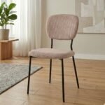 Καρέκλα τραπεζαρίας Kevin Megapap μόκα ύφασμα - μεταλλικό μαύρο πόδι 48x51x87εκ. - Image 2