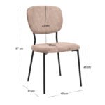 Καρέκλα τραπεζαρίας Kevin Megapap μόκα ύφασμα - μεταλλικό μαύρο πόδι 48x51x87εκ. - Image 13