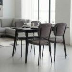 Καρέκλα τραπεζαρίας Kevin Megapap γκρι ύφασμα - μεταλλικό μαύρο πόδι 48x51x87εκ. - Image 3