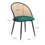 Καρέκλα τραπεζαρίας Jacob Megapap pe rattan - κυπαρισσί βελούδο - μεταλλικό μαύρο πόδι 52x50x77εκ. - Image 12