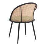 Καρέκλα τραπεζαρίας Jacob Megapap pe rattan - κυπαρισσί βελούδο - μεταλλικό μαύρο πόδι 52x50x77εκ. - Image 5