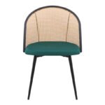 Καρέκλα τραπεζαρίας Jacob Megapap pe rattan - κυπαρισσί βελούδο - μεταλλικό μαύρο πόδι 52x50x77εκ. - Image 6