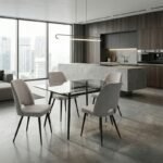 Καρέκλα τραπεζαρίας Christy Megapap μπεζ ύφασμα - μεταλλικό μαύρο πόδι 47x59x90εκ. - Image 3