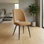 Καρέκλα τραπεζαρίας Christy Megapap μουσταρδί ύφασμα - μεταλλικό μαύρο πόδι 47x59x90εκ. - Image 2