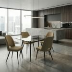 Καρέκλα τραπεζαρίας Christy Megapap λαδί ύφασμα - μεταλλικό μαύρο πόδι 47x59x90εκ. - Image 3