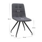Καρέκλα τραπεζαρίας Bianca Megapap γκρι ύφασμα - μεταλλικό μαύρο πόδι 43x56x84εκ. - Image 13