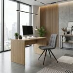 Καρέκλα τραπεζαρίας Bianca Megapap γκρι ύφασμα - μεταλλικό μαύρο πόδι 43x56x84εκ. - Image 5