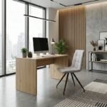 Καρέκλα τραπεζαρίας Bianca Megapap μπεζ ύφασμα - μεταλλικό μαύρο πόδι 43x56x84εκ. - Image 5