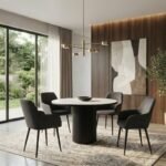 Πολυθρόνα τραπεζαρίας Monica Megapap γκρι ύφασμα - μεταλλικό μαύρο πόδι 54x57x84εκ. - Image 3