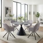 Πολυθρόνα τραπεζαρίας Gabriel Megapap μπεζ ύφασμα - μεταλλικό μαύρο πόδι 58x60x85εκ. - Image 3