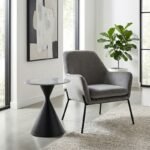 Τραπεζάκι βοηθητικό Logan Megapap sintered stone - μέταλλο χρώμα γκρι εφέ μαρμάρου - μαύρο Ø50x56εκ. - Image 2