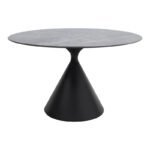 Τραπέζι Logan Megapap sintered stone - μέταλλο χρώμα γκρι εφέ μαρμάρου - μαύρο Ø120x72εκ. - Image 3